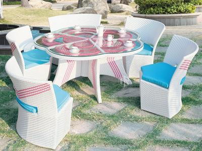 1+5 Flower Table And Chairs DR-3231 Rattan Patio Table And Chairs