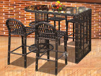 Commercial Wicker Outdoor Bar Table And Stool 1+4 - DR-4122 Rattan Garden Bar Set