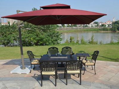 Patio Barbecue Party Cast Aluminum Outdoor Dining Set - DR-3232FT&DR-3250AC